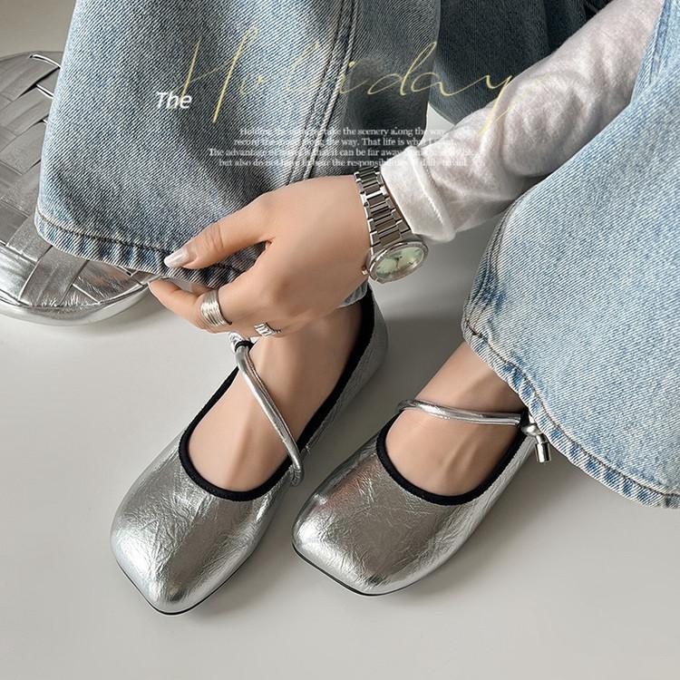 Retro Literary Fairy Style Mary Jane Shoes 2025 Spring and Summer New Square Head Flat Bottom Word with Mary Jane Shoes
