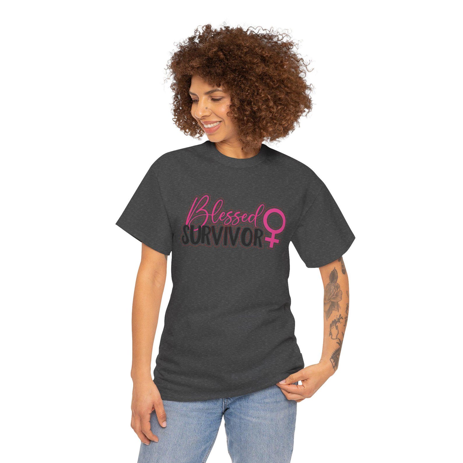Blessed Survivor Cotton Tee | Cancer Awareness Gift 4XL