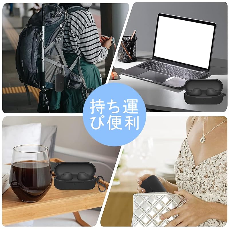 PRODELI Earphone Case For WF-C510 Exclusive Cover Shockproof Scratch Prevention Silicon Material With Carabiner Loss Prevention Can Be Charged While