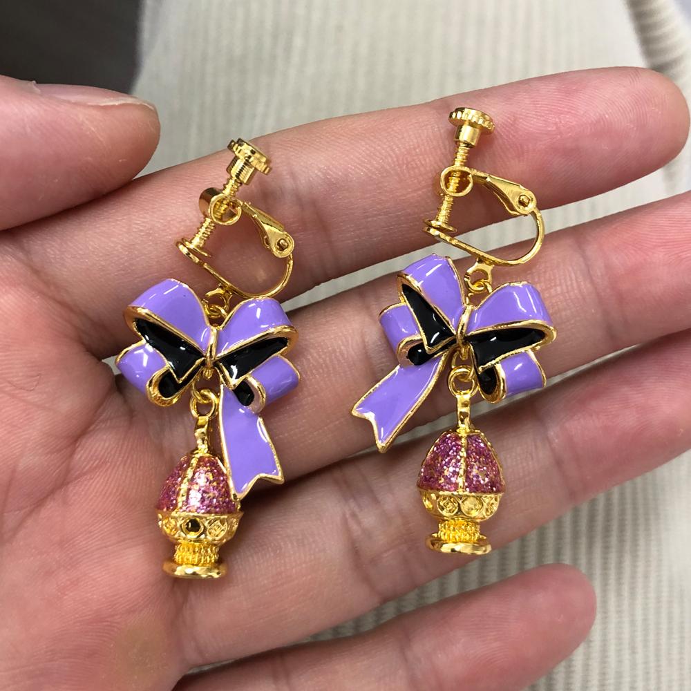 

Anime Magic Girls Kaname Madoka Ear Clip Kaname Madoka Cosplay kawaii Bow Tie Stud Earring Party Costume Jewelry Gifts