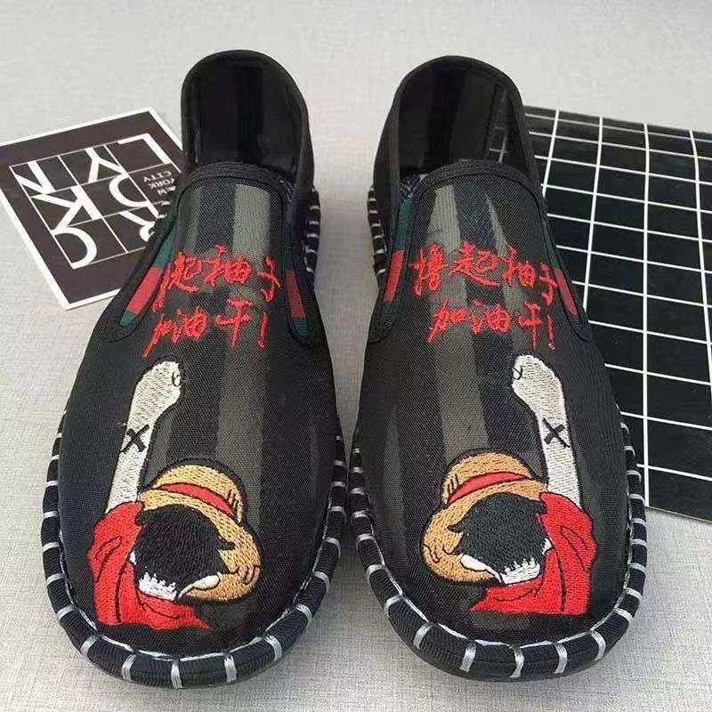 Old North Handmade Cloth Shoes Social People Hollow Mesh Shoes Air Conditioning Shoes Lazy Pervert Embroidery Face Mesh Sandals