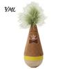 Plush Cat Teaser with Wood Base Wooden Wobble Toy, Self-Righting Tumbler Feather for Indoor Cats, Interactive Safe Clawing Toy Punching Bag