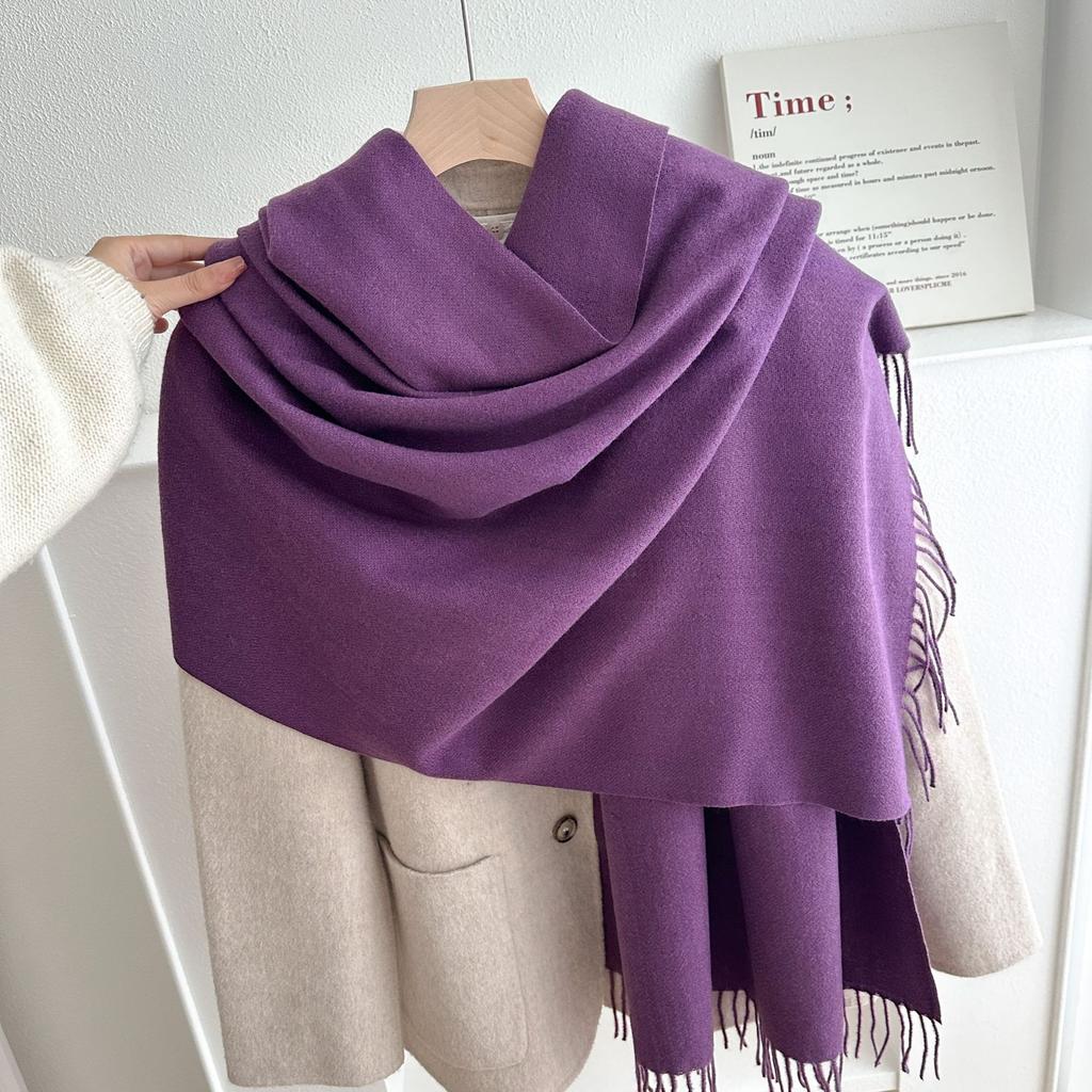 Classic Solid Tassel Scarf Men Women Fall Winter Imitation Cashmere Thick Versatile Shawl Causal Wrap Warm Muffler Male Female