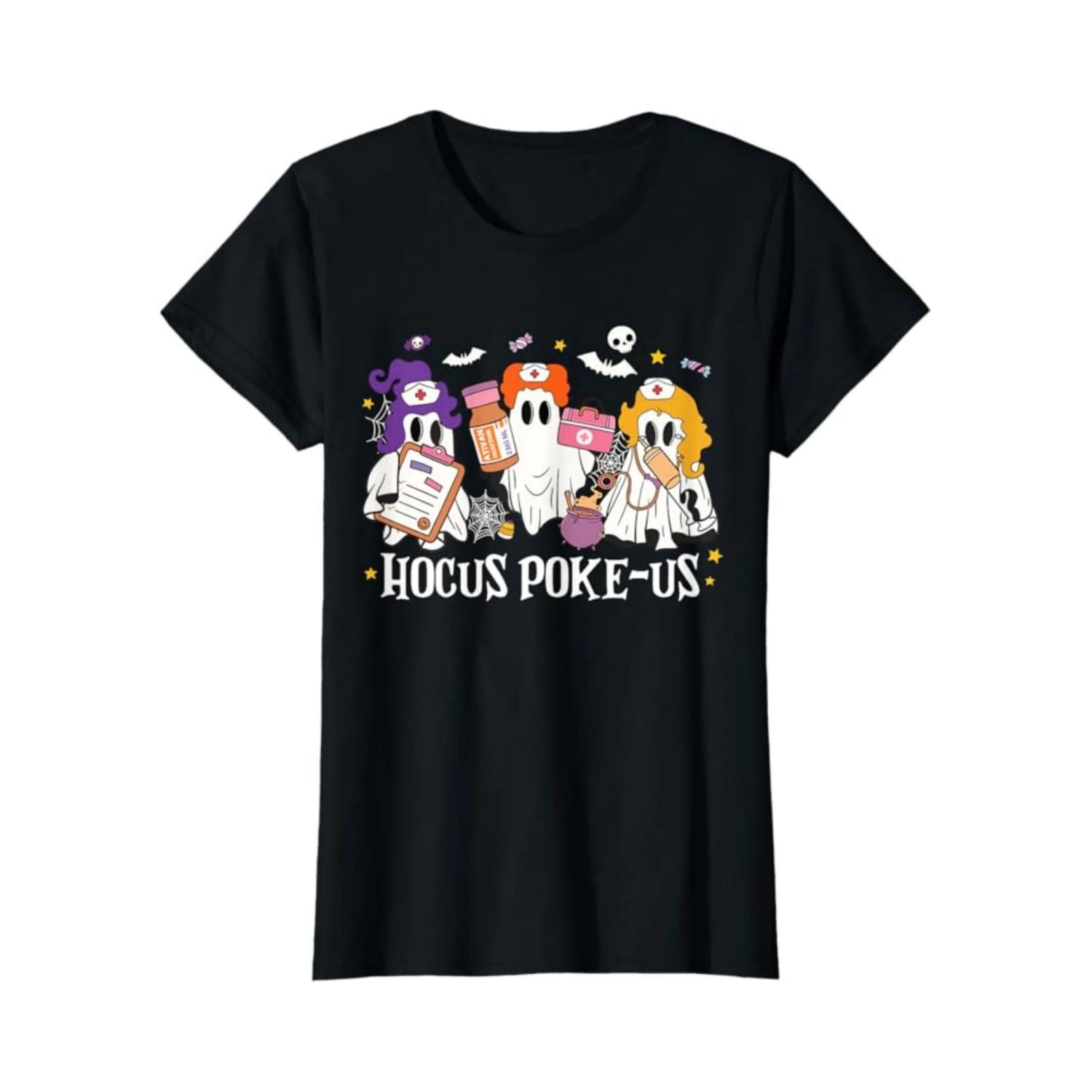 

Hocus Poke-us Witch Nurse Funny Halloween Spooky Health T-Shirt 100% Cotton 2024 New T-Shirt Short Sleeve Fall Tee Top 01232 S