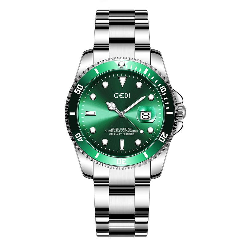 

Luminous Calendar Business Watch Women S Waterproof Steel Belt Quartz Watch Men S Green Water Ghost Watch Stainless Steel