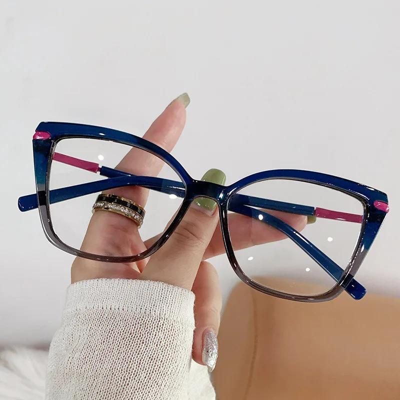 Cat Eye Optical Spectacle Frame Square Large Size Anti Blue Computer Glasses Prescription Glasses Lentes  Mujer
