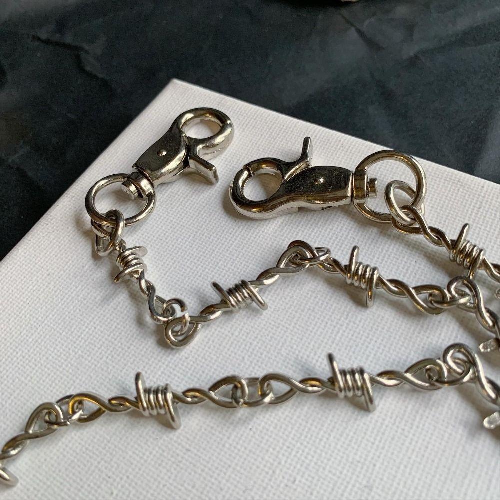 Modische Metall-Hosenkette Hip Hop Dornen Draht Lange Taillenkette Grunge Goth Punk Halskette Damen Herren Jeans Zubehör