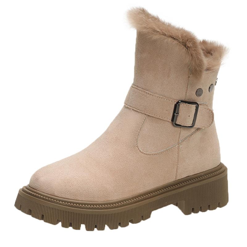 

Lucyever искусственная замша зимние женские ботильоны модные пряжки теплые толстые плюшевые зимние ботинки женские винтажные ботинки на платформе Botas Mujer 2024 35