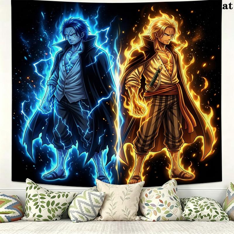 One Piece Poster Wall Tapestry Aesthetic Wall Hanging Printed Fabric Blanket Decorative Tapestries For Bedroom Living Room Home Decor