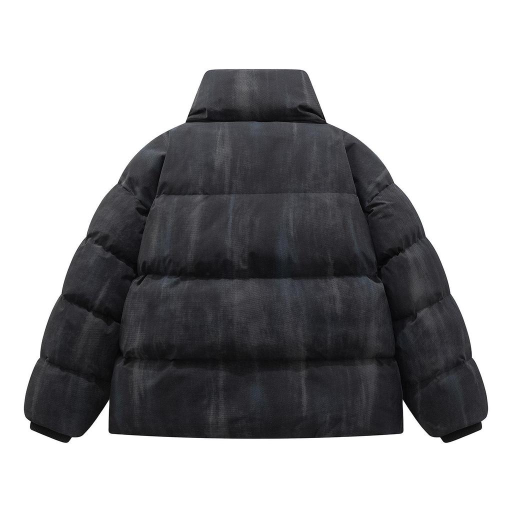 Unisex Tie-dye Stand Collar Puffer Jacket, Thickened and Large Size
