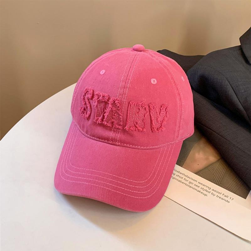 Pink baseball cap women's casual versatile big head circumference cap letter burr hat