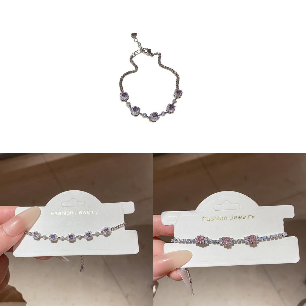 Copper Zircon Stone Charm Bracelet For Women In Light Luxury Fashion Style