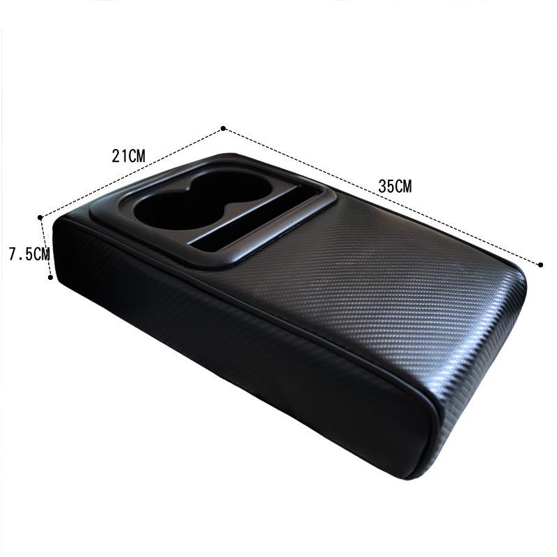 Auto PU Leder Universal Armlehnenkonsolenverlängerung mit 2 Getränkehaltern Auto Innenraum Aufbewahrungsbox Erhöhungskissen Taschentuch Organizer