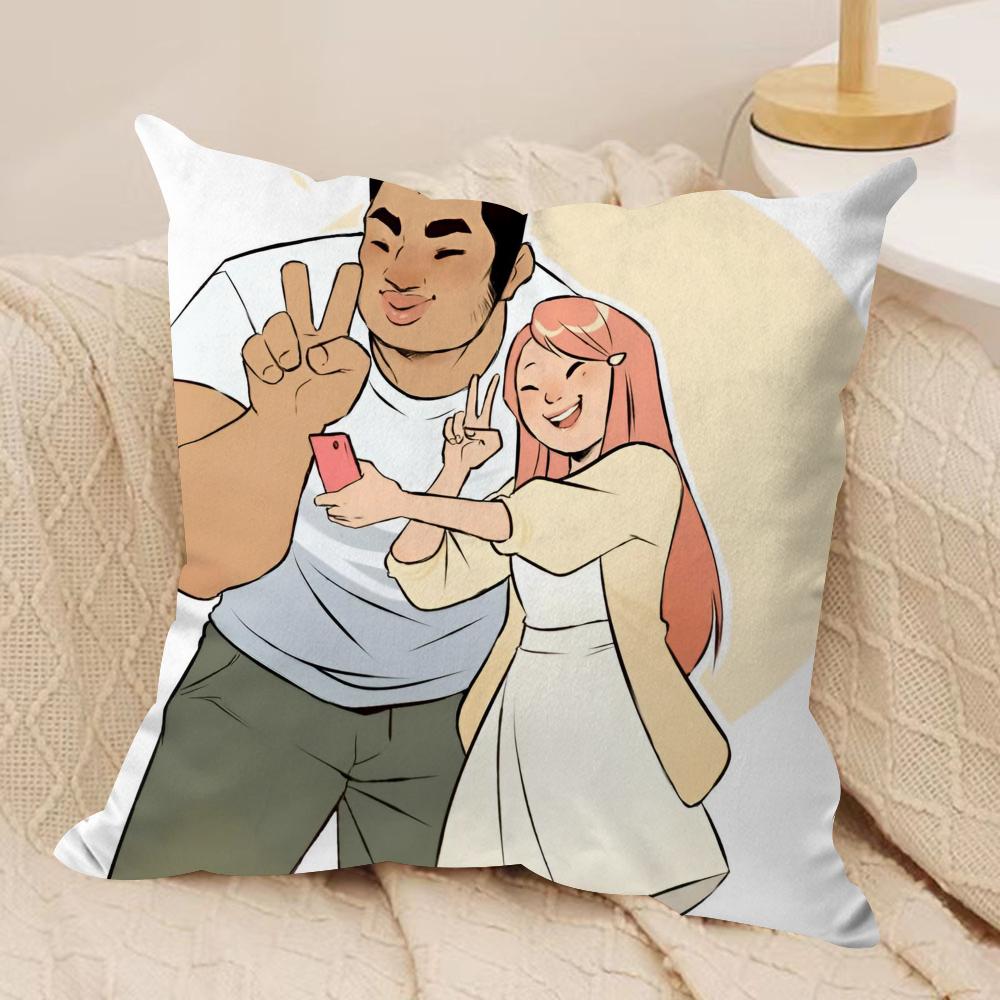 Anime My Love Story Cushion Cover Soft Plush Fabric DoubleSided Printed Sofa Cushion Cover for All Seasons Home Decor Gift