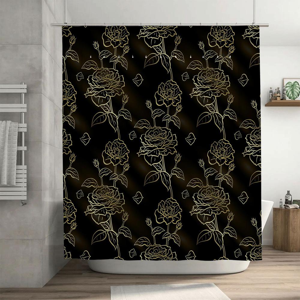 Luxury Floral Shower Curtain Waterproof Bathroom Decorative Fabric 3D Printing Print Customizable Size For Home Decoration