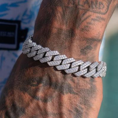 14MM Ledově osázené článkové kubánské náramky pro muže ženy Plné kamínků Robustní kubánský náramek z Miami Punk Hip Hop Šperky Dárek KTJ
