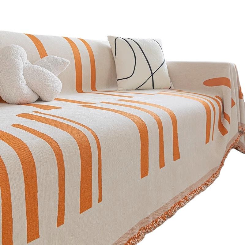 Chenille Sofa Towel Four Seasons Universal Striped Sofa Cover Cloth Simple Modern Thickened One-Piece Sofa Cover Blanket