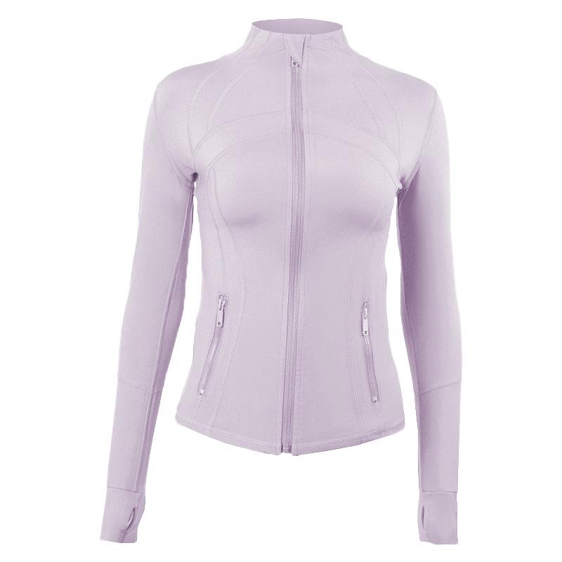 Women's Spring Yoga Sport Jacket - Tight Fit, Casual Jogging, Breathable, Zippered, Stand-Up Collar, Long Sleeve.