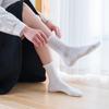 Womens Socks Ruffle Turn-Cuff Mid Cut Ankle Crew Socks All Season Soft Knit Cotton Socks Solid Color Lettuce Dress Sock