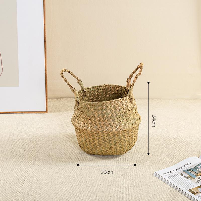 Nordic Minimalist Seagrass & Rattan Handwoven Flower Baskets - For Artificial Plants & Storage, Available In Various Sizes
