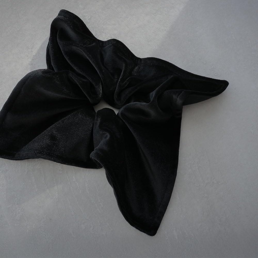 JewelVOX Scrunchie Hair Square Velvet Hair Cute for Adults Tie, Women's Accessory, Large, Square, (Black)