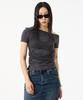 UNKNOWN PLANET Layered Deconstructed Slim T-Shirt Charcoal