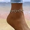 1PC Openwork Heart Ankle Chain For Women, Summer Beach Vacation Jewelry, Minimalist Alloy Anklet, Fashionable Foot Accessory For Travel Wedding Gift