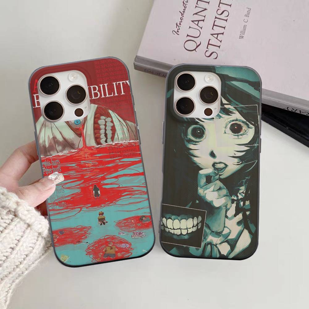 Popular Game Anime M-Mouthwashing For IPhone 17 16 15 Plus Pro Max 12 14 Plus 11 13 Wave Corrugated Stripe Funda Phone Cover