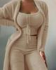 2026 Women's Plush Three-Piece Lace-Up Pajama Set - Casual Home Wear