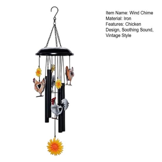 Vintage Chicken Wind Chime Metal Sunflower Chicken Wind Chime Outdoor Indoor Hanging Wind Chime for Garden Porch Terrace Farmhouse