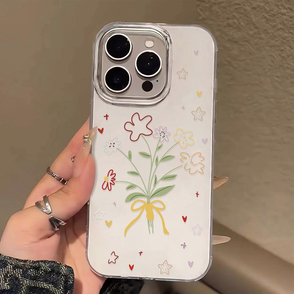 Painted Phone Case for iPhone 12 13 15 16 iPhone 16 12 13 14 15 Pro  14 15 16 Pro Max Coverage Shockproof Anti-Fingerprint Fresh Style Protective Case