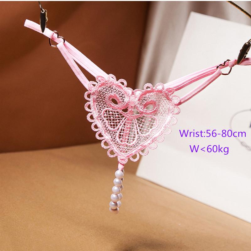 Adults Games Sex Toys of Lace Thongs G String Panties with Sexy Pearl Massaging Bead Crotchless T-back for Fetish Lingerie Flirt
