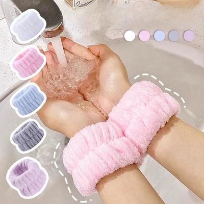 2Pcs Wrist Washing Belt Soft Microfiber Towel Wristbands For Washing Face Water Absorption Washing Prevent Wetness Wrist Washband