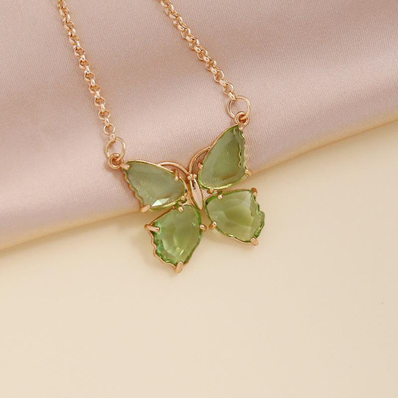 Butterfly Jewelry Multi-Colored Zircon Butterfly Necklace for Women Fashionable Clavicle Chain Pendant Necklace for Women