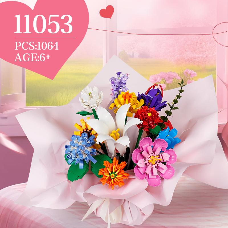 Woma Toys Flower Botanical Collection Bouquet Building Block Set Kit for Creativity Flowers Mini Flower Bricks Toy Kids (11053)