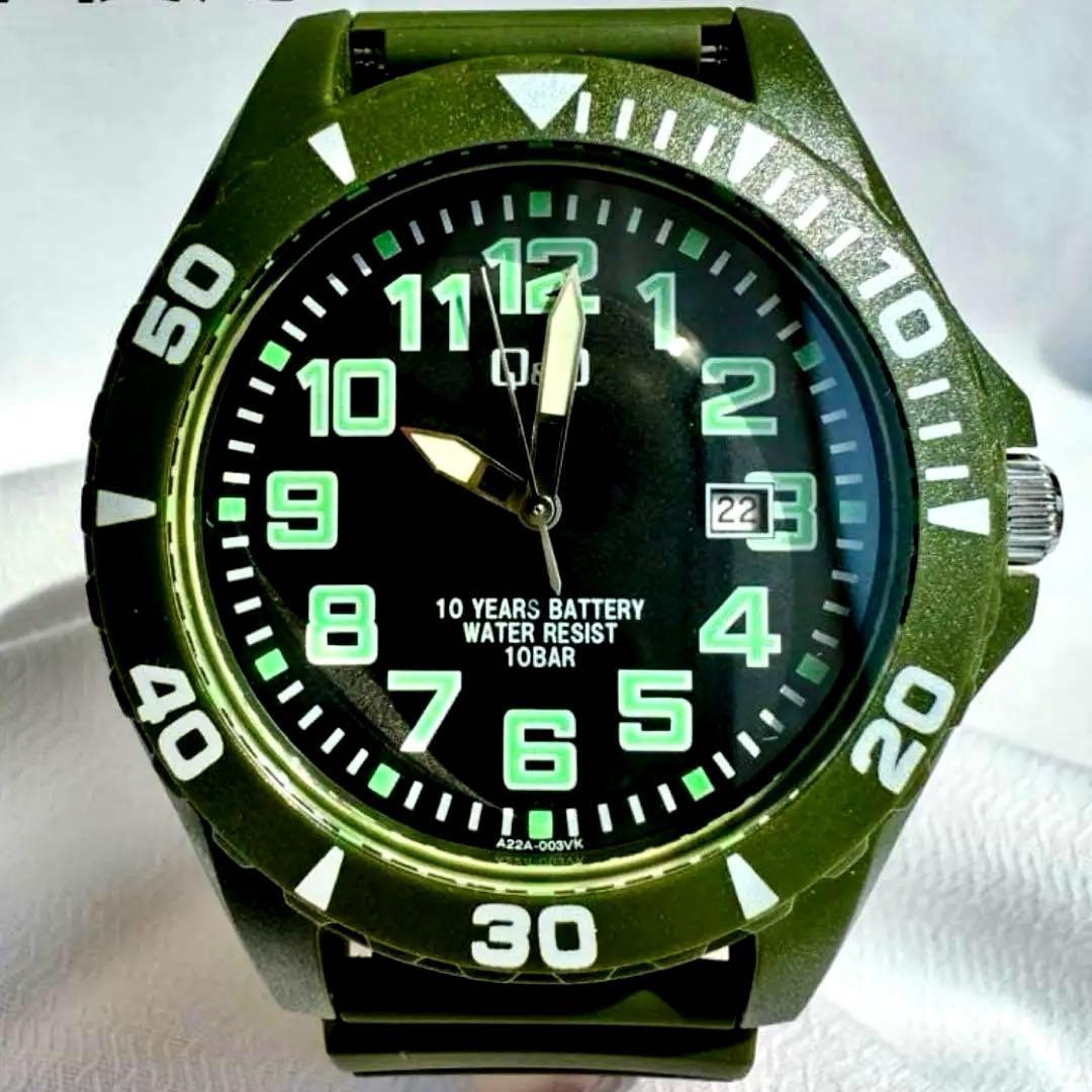 CITIZEN QQ 10 year battery military watch khaki new unused item