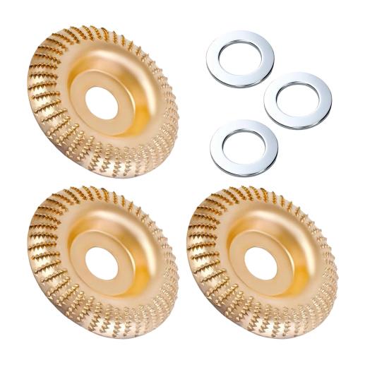3Pcs Angle Grinder Polishing Pad, Wide Angle Grinder Compatible 4-4.5 Inch with Adapters, Curved Grooved Anti-Clog Teeth for Engraving Polishing