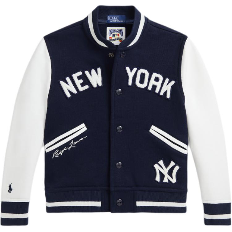 

Бейсбольная куртка Polo Ralph Lauren с принтом букв, цветной блок, длинный рукав, детские куртки, темно-синий CWPOKNIY8021-420 XL