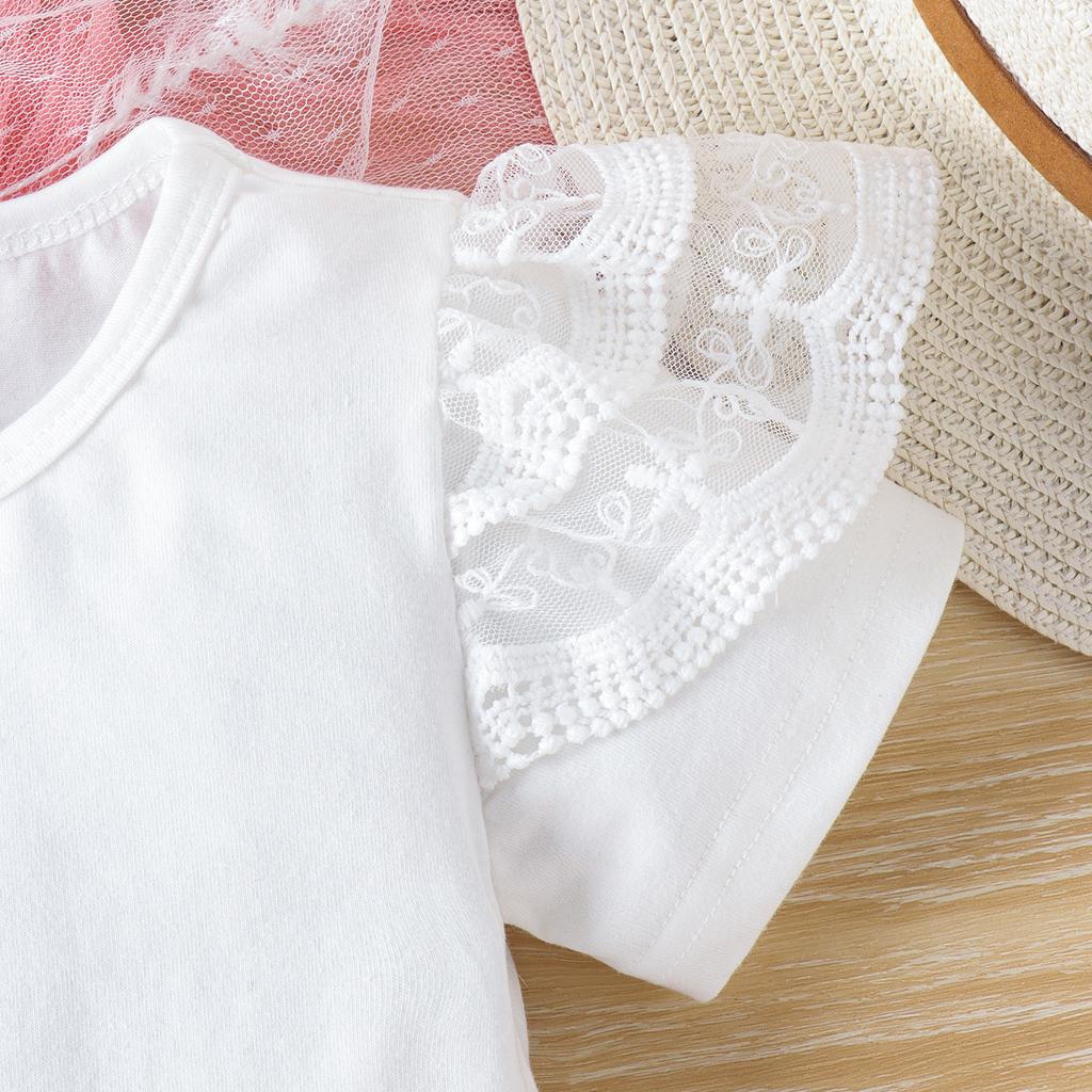 Sweet Girls' Set Spring/Summer Children's Top + Irregular Fashionable Short Skirt Set