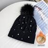 Source New Spot Rhinestone Hairball Acrylic Knitted Comfortable Wool Hat Women's Autumn and Winter Versatile Warm Cold Hat