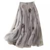 Cotton Linen Summer Skirt For Women In Summer Thin Double Layered Ramie High Waist Slimming Retro Zen Style Skirt Faldas