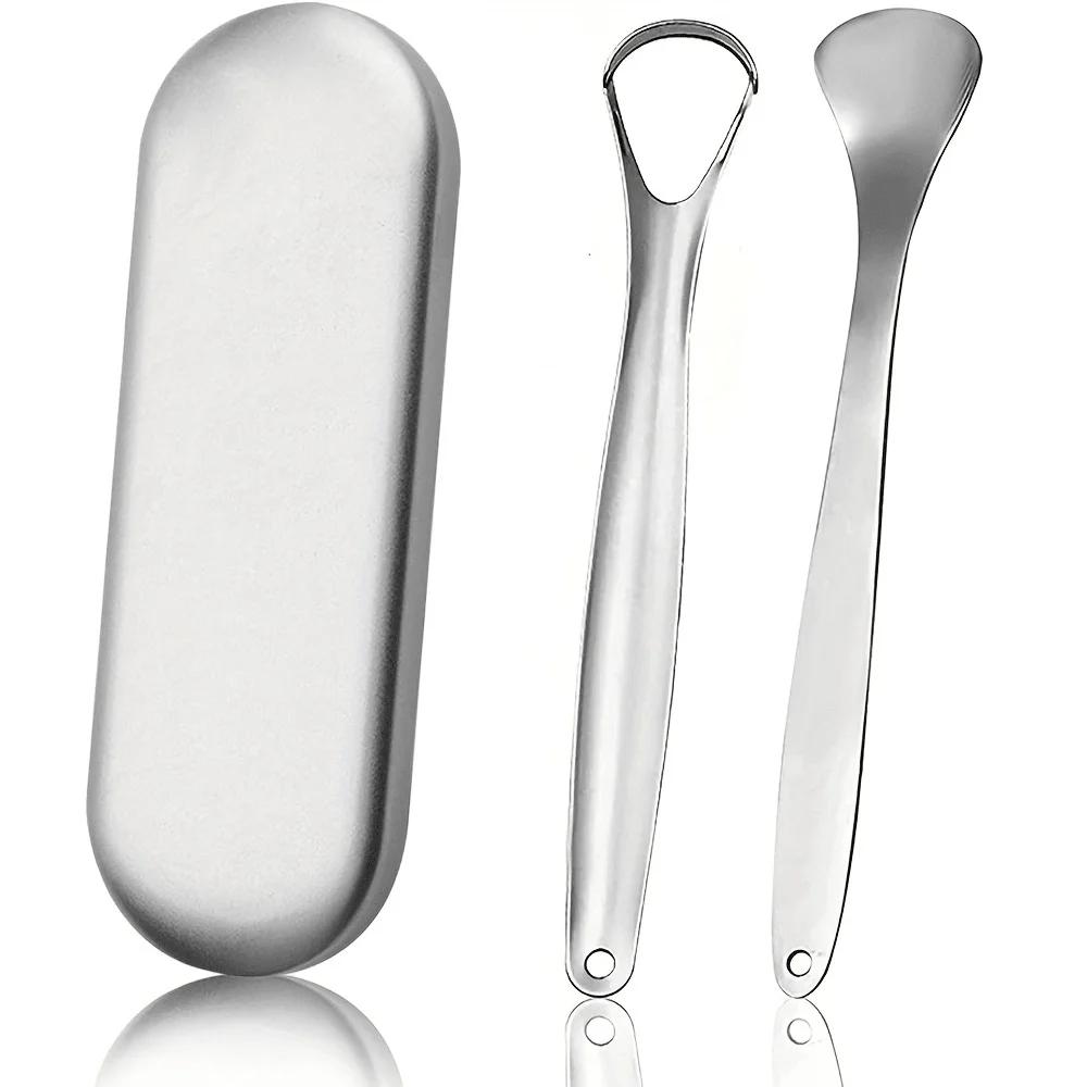 

Professional Stainless Steel Tongue Scraper&Cleaner Set for Oral Hygiene Bad Breath Remover with Travel box,Teeth Whitening Tool