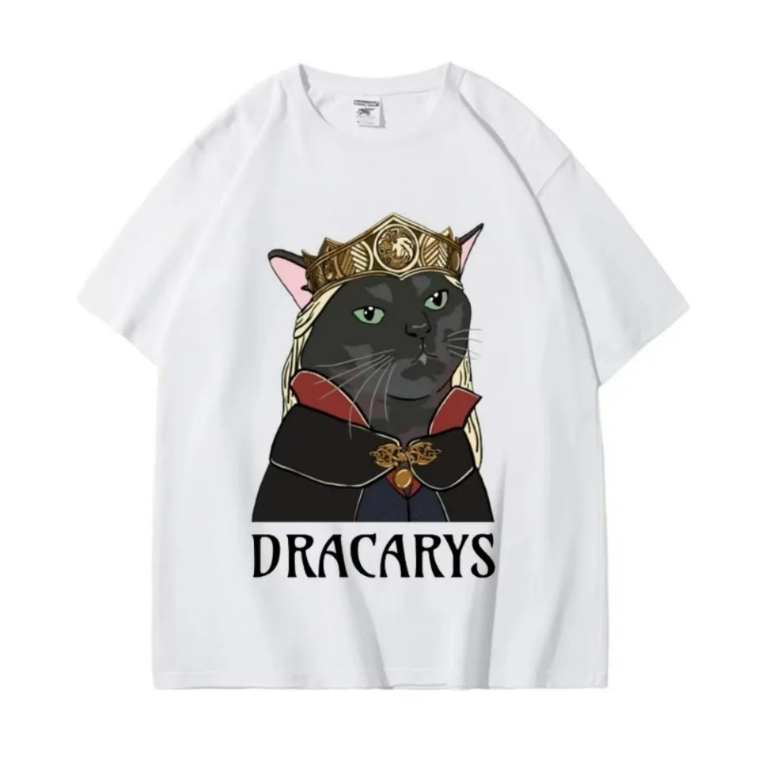 

Zoned Out Black Cat Dracarys Graphic T Shirts Men Women Fashion Y2k Short Sleeve T-shirt Summer 100% Cotton Oversized T-shirts S чёрный