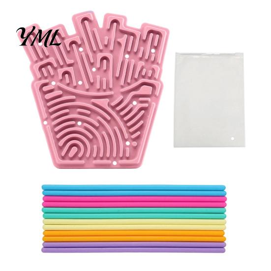 Toddlers Sensory Toys Silicone Activity Board, Christmas Tree Rainbow Ice Stick French Fries Stress Relief Tools Board with Strings, Silent Fidget Toy