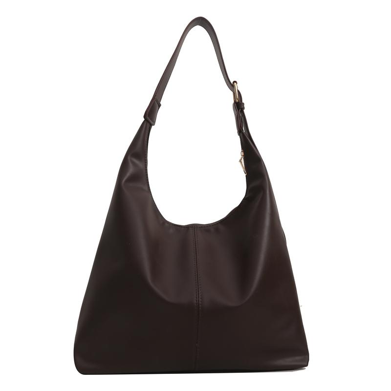 Trendy Casual Soft PU Women's Handbags Solid Color Large Capacity Female Shoulder Bag Retro Tote Bag For Commute