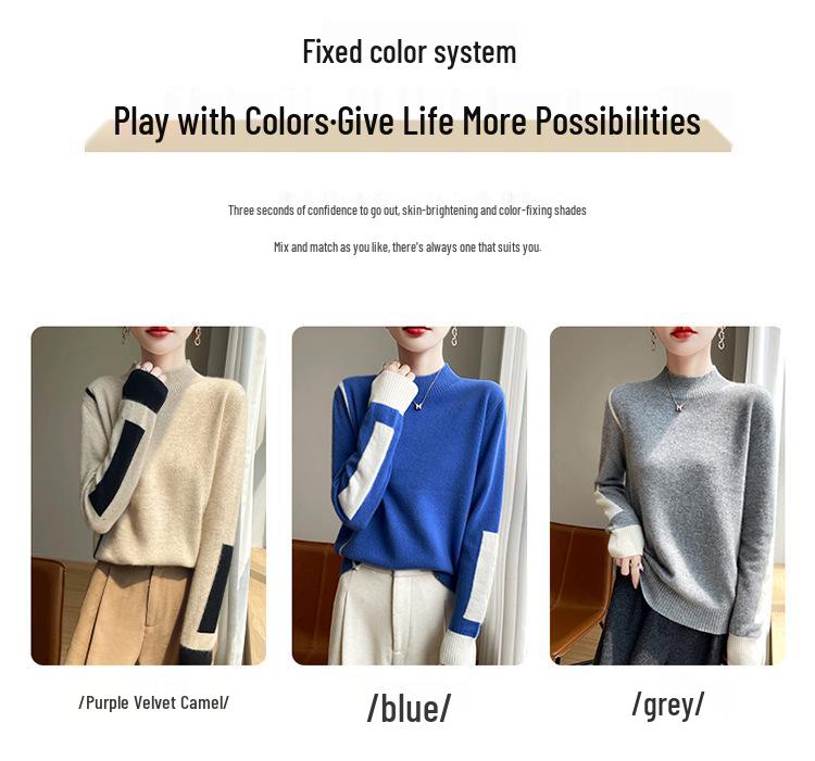 2024 Women's Autumn-Winter Slim Fit Wool Turtleneck Long Sleeve Sweater Top
