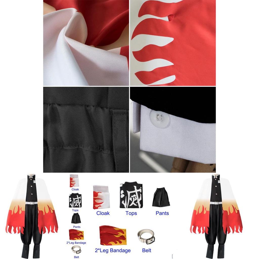 Hochwertiges Demon Slayer Kimetsu No Yaiba Rengoku Kyoujurou Cosplay Kostüm Kimono Robe Anzug Perfekt für Halloween und Partys