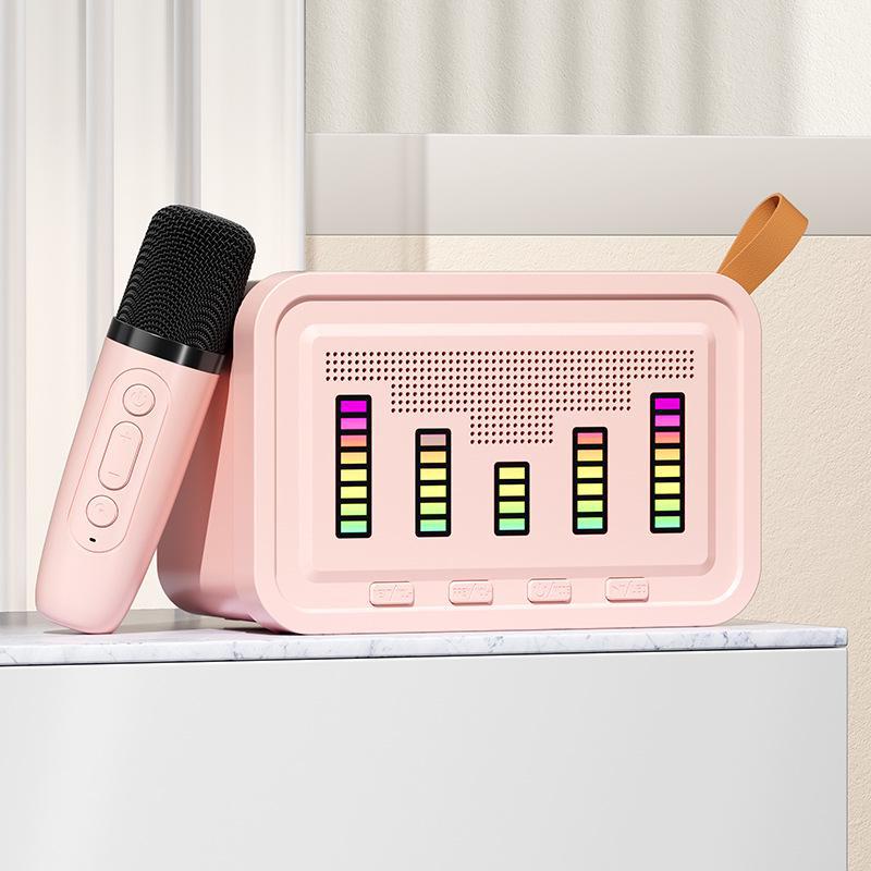 Q7 Ασύρματο Bluetooth Ηχείο & Μικρόφωνο με Φώτα - Φορητό Υπαίθριο Ηχείο Καραόκε