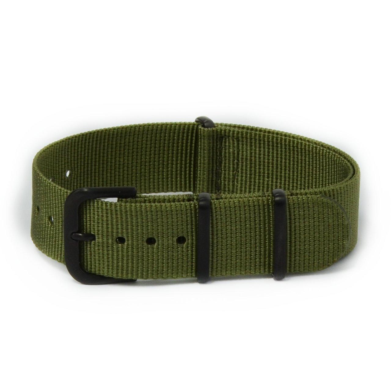 

CASSIS Nylon Watch Strap TYPE NATO IP 18mm Black Green with Replacement Tool #141.601B072018