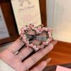 2pcs Pink heart-shaped hair clip with flowers on the side and sweet BB clip, creating an atmosphere with broken hair